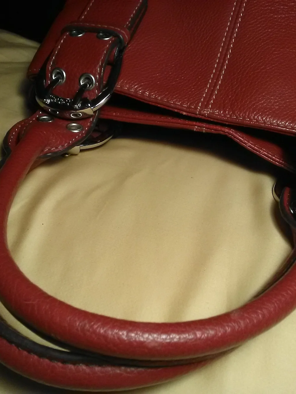 LK NEW TIGNANELLO Classic Red Leather Tote Handbag CHAIN PRINT + LOGO INSIDE